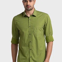 ColorPlus Tailored Fit Micro Ditsy Printed Cotton Casual Shirt-image-29