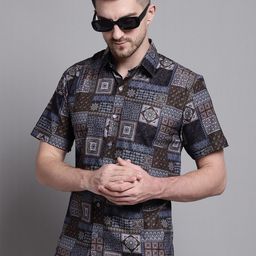 JAINISH Ethnic Motifs Printed Spread Collar Classic Casual Shirt-image-74
