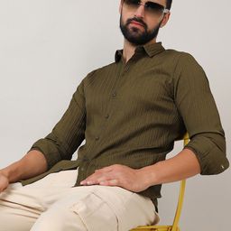 Campus Sutra Self-Design Striped Shirt-image-86