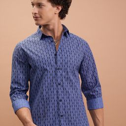 HIGHLANDER Spread Collar Slim Fit Geometric Printed Casual Shirt-image-38