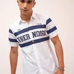 HIGHLANDER Typography Printed Spread Collar Short Sleeves Slim Fit Cotton Casual Shirt-picture-20