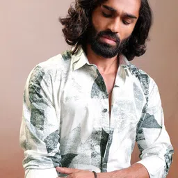 LOCOMOTIVE Luxe Satin Printed Slim Fit Cotton Casual Shirt-image-68