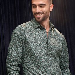LOCOMOTIVE Premium Slim Fit Geometric Printed Cutaway Collar Shirt-image-72