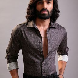 LOCOMOTIVE Luxe Cutaway Collar Slim Fit Satin Printed Occasion Shirt-image-79
