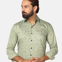 TAHVO Ethnic Motifs Printed Slim Fit Cotton Casual Shirt-image-12
