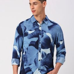 Being Human Slim Fit Abstract Printed Spread Collar Casual Shirt-image-21