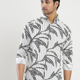 Greenfibre Floral Printed Slim Fit Cotton Opaque Casual Shirt-picture-43