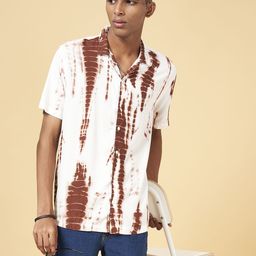 YU by Pantaloons Men Brown Slim Fit Opaque Printed Casual Shirt-image-79