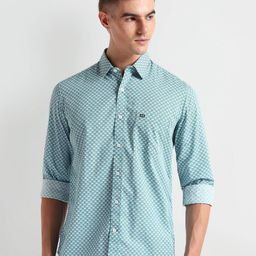Arrow Sport Slim Fit Geometric Printed Cotton Shirt-image-70