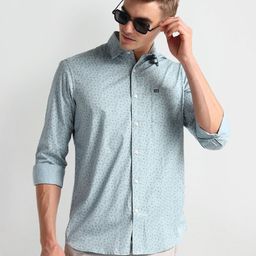 Arrow Sport Micro Ditsy Printed Spread Collar Curved Cotton Slim Fit Casual Shirt-image-58