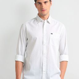 Arrow Sport Slim Fit Micro Ditsy Printed Pure Cotton Casual Shirt-image-80