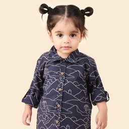 Fabindia Boys Abstract Printed Cotton Spread Collar Curved Casual Shirt-28
