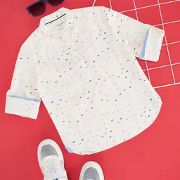 Pantaloons Junior Boys Geometric Printed Cotton Casual Shirt-image-84
