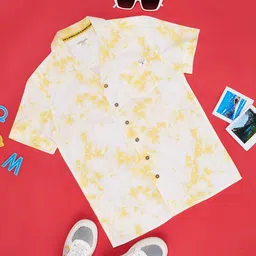 Pantaloons Junior Boys Abstract Printed Cuban Collar Pure Cotton Casual Shirt-image-76