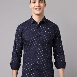 HANUMNTRA Comfort Micro Ditsy Printed Spread Collar Casual Shirt-image-13