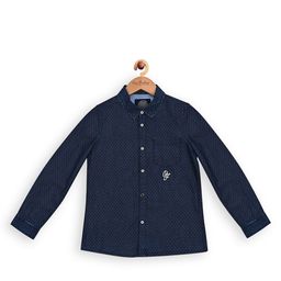 One Friday Boys Micro Ditsy Printed Denim Classic Casual Shirt-image-71
