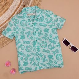The Lion and The Fish Boys Conversational Printed Comfort Relaxed Fit Casual Shirt-image-69