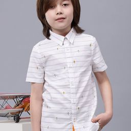 One Friday Boys Comfort Conversational Printed Spread Collar Cotton Casual Shirt-21