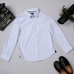 One Friday Boys Comfort Micro Ditsy Printed Spread Collar Cotton Shirt-image-97
