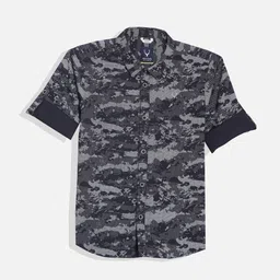 Allen Solly Junior Boys Spread Collar Camouflage Printed Cotton Slim Fit Casual Shirt-picture-30