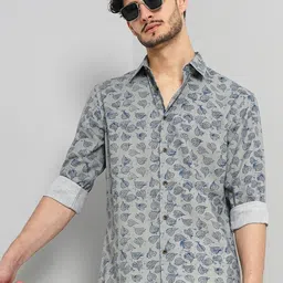 Celio Spread Collar Classic Floral Printed Casual Cotton Shirt-image-89