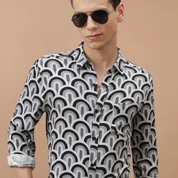 KETCH Geometric Printed Slim Fit Opaque Casual Shirt-image-29