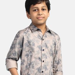 TAHVO Boys Slim Fit Opaque Floral Printed Cotton Casual Shirt-image-4
