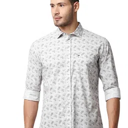 Basics Abstract Printed Spread Collar Long Sleeves Cotton Slim Fit Casual Shirt-image-79