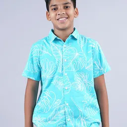 KiddoPanti Boys Floral Printed Cotton Casual Shirt-image-2