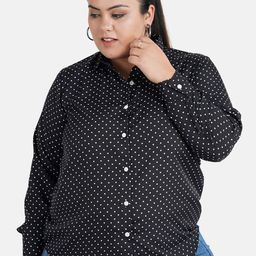 Indietoga Women Plus Size Polka Dots Printed Slim Fit Casual Shirt-picture-21