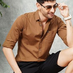 The Indian Garage Co Men Khaki Regular Fit Printed Casual Shirt-11