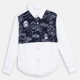 Blue Giraffe Boys White & Black Regular Fit Printed Casual Shirt-picture-8