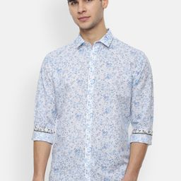 V Dot Men Blue & White Slim Fit Floral Printed Casual Shirt-image-43