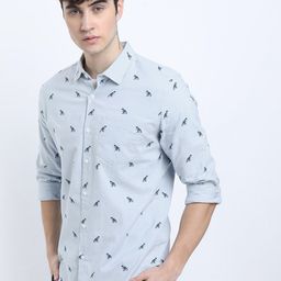 KETCH Men Blue Slim Fit Conversational Printed Cotton Casual Shirt-image-96