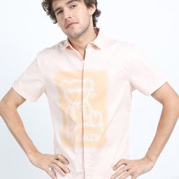 LOCOMOTIVE Men Peach-Coloured Slim Fit Printed Casual Shirt-picture-18