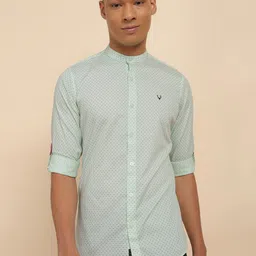 Allen Solly Micro Ditsy Printed Band Collar Pure Cotton Casual Shirt-image-23