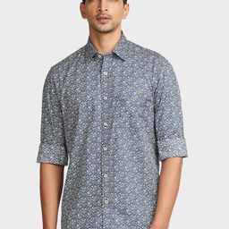 ColorPlus Men Blue Tailored Fit Floral Printed Casual Shirt-image-60