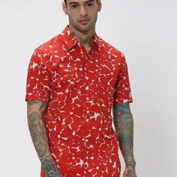 Mufti Trim Slim Fit Abstract Printed Pure Cotton Casual Shirt-image-90