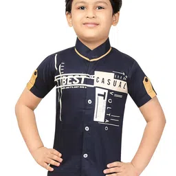 BAESD Boys India Slim Typography Printed Band Collar Casual Shirt-image-62