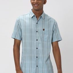 Mufti Plus Size Trim Vertical Striped Slim Fit Pure Cotton Casual Shirt-image-48