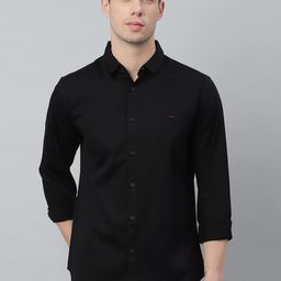 Dennis Lingo Men Black Slim Fit Opaque Cotton Casual Shirt-image-33