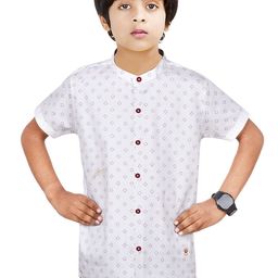 MADE IN THE SHADE Boys Band Collar Geometric Printed Cotton Casual Shirt-picture-20