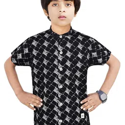 MADE IN THE SHADE Boys Band Collar Geometric Printed Cotton Casual Shirt-picture-36