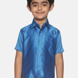 Sethukrishna Boys Blue Classic Opaque Casual Shirt-25