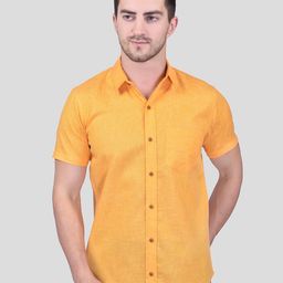 PRINTCULTR Classic Spread Collar Short Sleeves Cotton Linen Casual Shirt-image-9