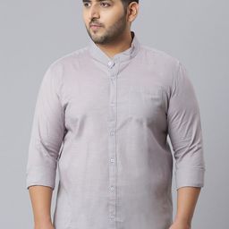 Instafab Plus Men Grey Classic Opaque Casual Shirt-image-86