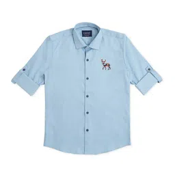 CAVIO Boys Comfort Spread Collar Roll Up Sleeves Pure Cotton Casual Shirt-image-29