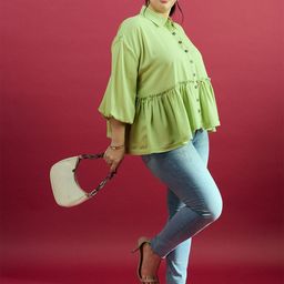 CURVE BY KASSUALLY Comfort Spread Collar Three-Quarter Sleeves Casual Shirt-99