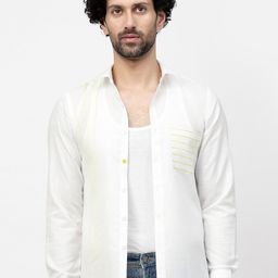 LELA Striped Spread Collar Linen Casual Shirt-image-52