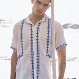 Dash and Dot Relaxed Geometric Printed Organic Cotton Casual Shirt-image-35